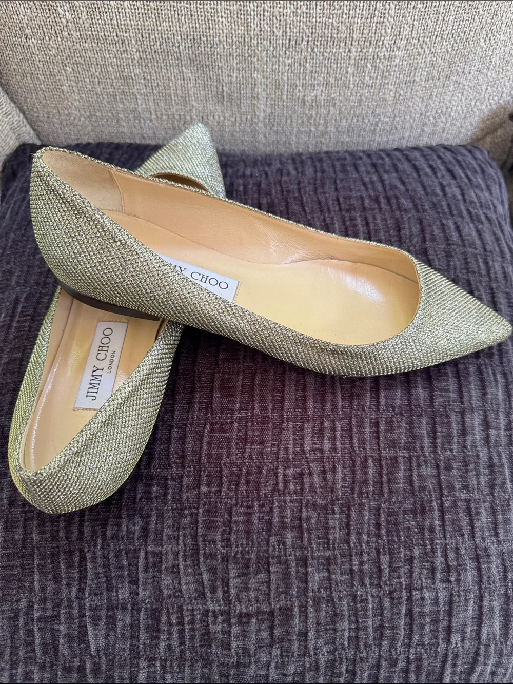 Jimmy Choo Alena Bronze Flats size 38.5